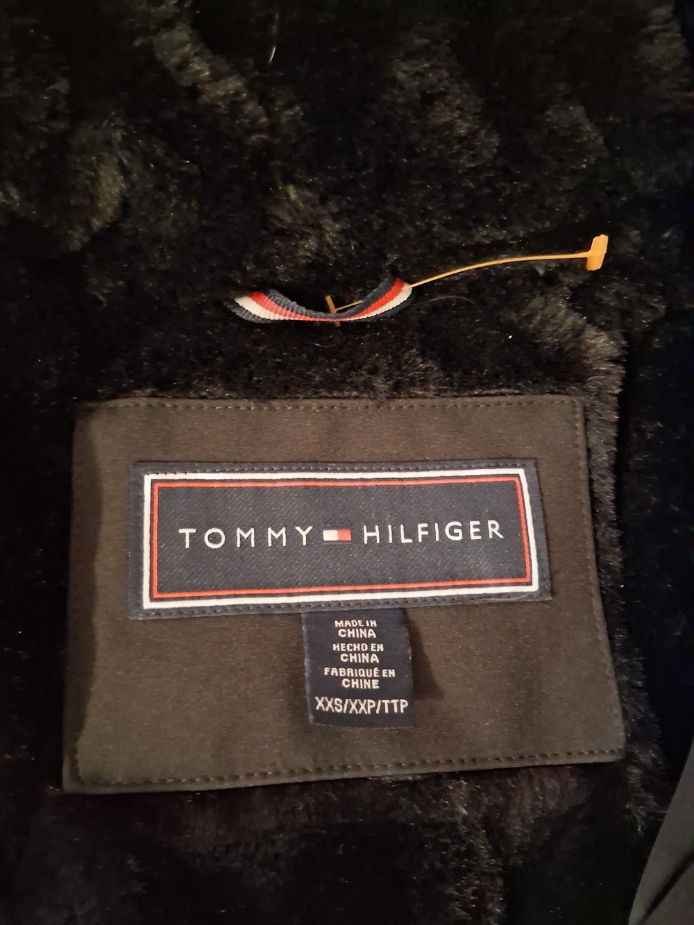 Tommy Hilfiger Black Hooded Trench Coat with Faux-Fur Trim - Picture 5 of 5